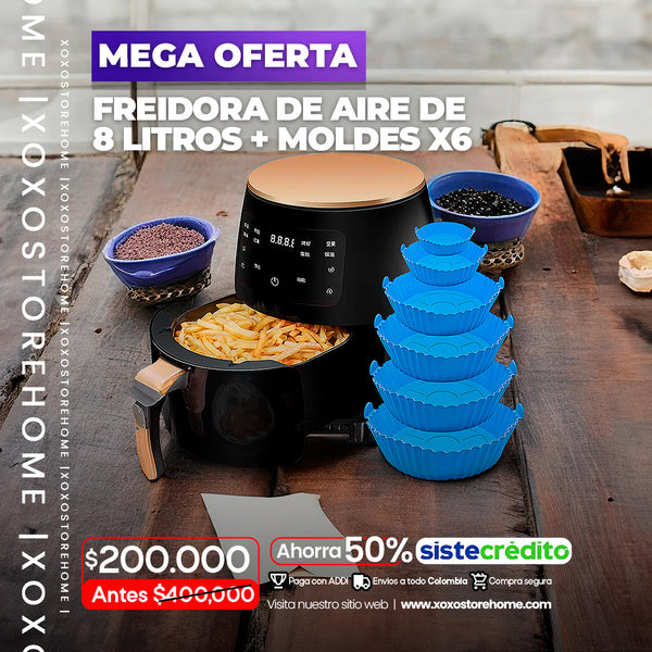 FREIDORA DE 8 LITROS + MOLDES DE FREIDORA X 6